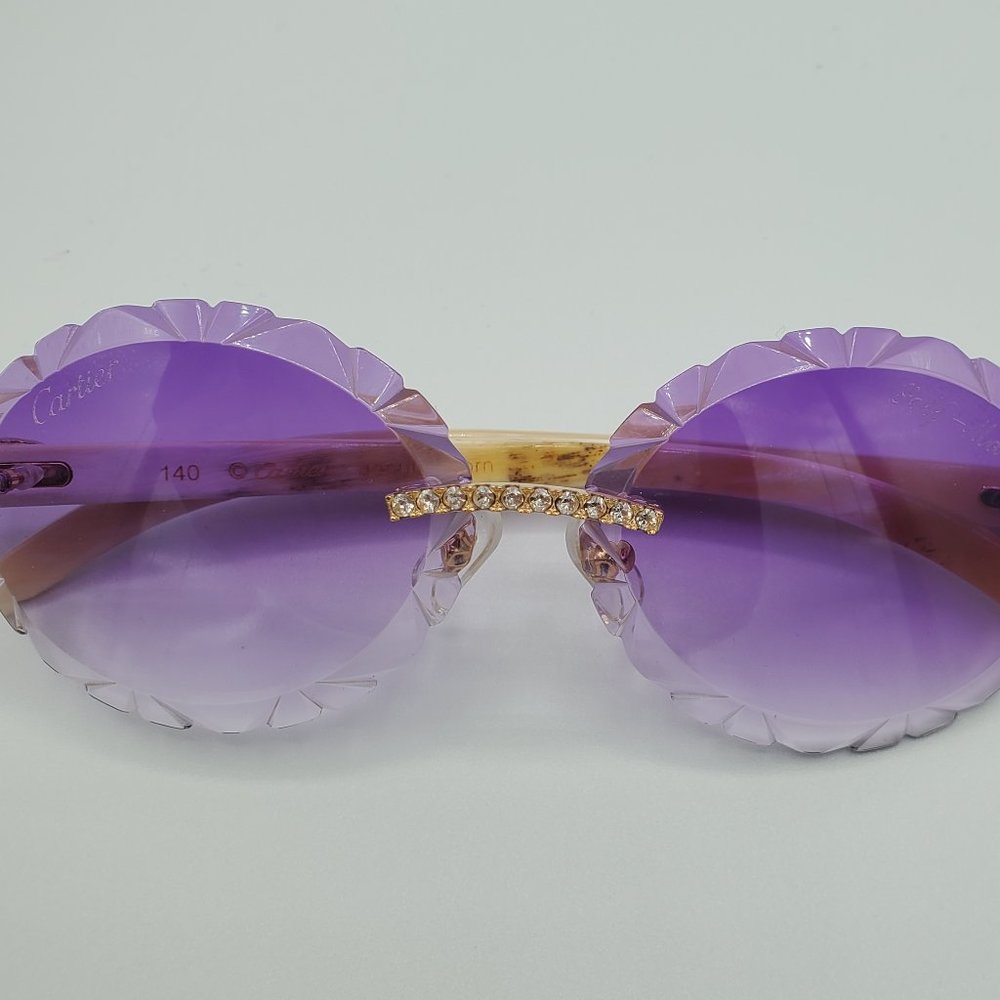 Cartier Diamond Men Women Purple Lens Sunglasses